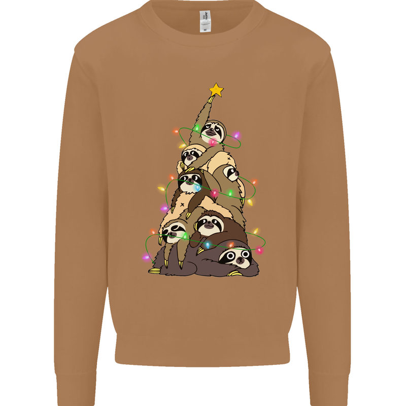 Christmas Sloth Tree Funny Xmas Mens Sweatshirt Jumper Caramel Latte