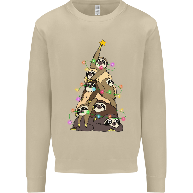 Christmas Sloth Tree Funny Xmas Mens Sweatshirt Jumper Sand