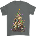 Christmas Sloth Tree Funny Xmas Mens T-Shirt Cotton Gildan Charcoal