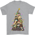 Christmas Sloth Tree Funny Xmas Mens T-Shirt Cotton Gildan Sports Grey