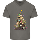 Christmas Sloth Tree Funny Xmas Mens V-Neck Cotton T-Shirt Charcoal