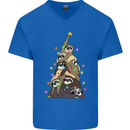Christmas Sloth Tree Funny Xmas Mens V-Neck Cotton T-Shirt Royal Blue