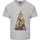 Christmas Sloth Tree Funny Xmas Mens V-Neck Cotton T-Shirt Sports Grey