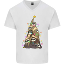 Christmas Sloth Tree Funny Xmas Mens V-Neck Cotton T-Shirt White