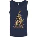 Christmas Sloth Tree Funny Xmas Mens Vest Tank Top Navy Blue