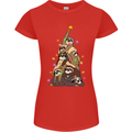 Christmas Sloth Tree Funny Xmas Womens Petite Cut T-Shirt Red
