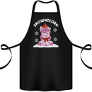 Christmas Snowicorn Funny Xmas Unicorn Cotton Apron 100% Organic Black