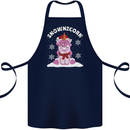 Christmas Snowicorn Funny Xmas Unicorn Cotton Apron 100% Organic Navy Blue
