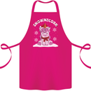 Christmas Snowicorn Funny Xmas Unicorn Cotton Apron 100% Organic Pink