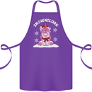 Christmas Snowicorn Funny Xmas Unicorn Cotton Apron 100% Organic Purple