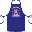 Christmas Snowicorn Funny Xmas Unicorn Cotton Apron 100% Organic Royal Blue