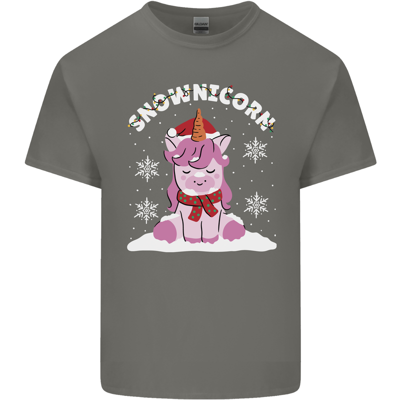 Christmas Snowicorn Funny Xmas Unicorn Kids T-Shirt Childrens Charcoal