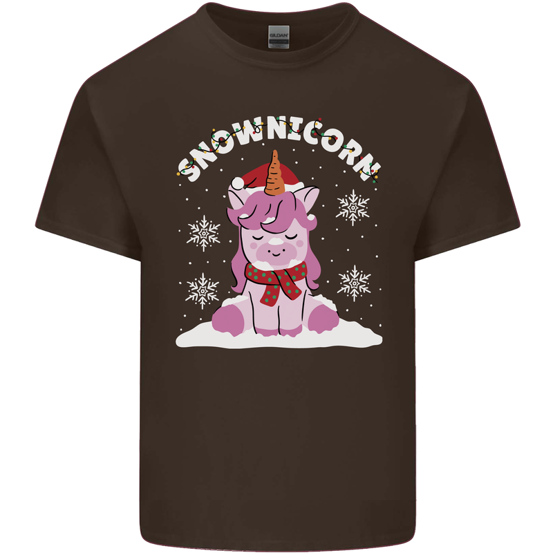 Christmas Snowicorn Funny Xmas Unicorn Kids T-Shirt Childrens Chocolate