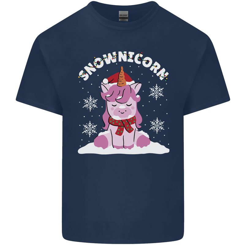 Christmas Snowicorn Funny Xmas Unicorn Kids T-Shirt Childrens Navy Blue