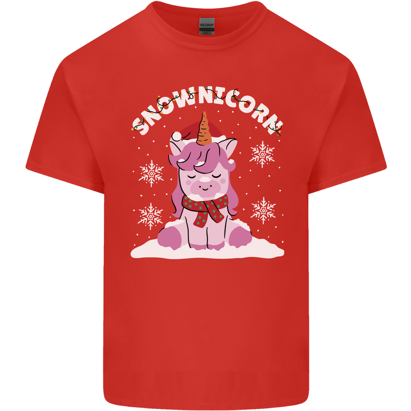 Christmas Snowicorn Funny Xmas Unicorn Kids T-Shirt Childrens Red