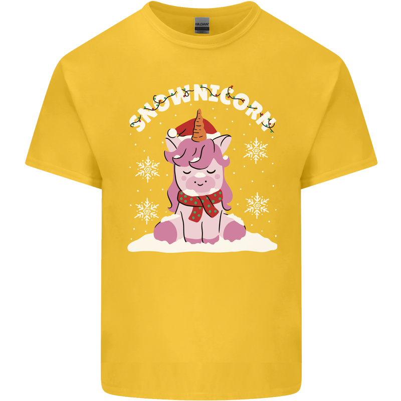 Christmas Snowicorn Funny Xmas Unicorn Kids T-Shirt Childrens Yellow