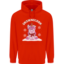 Christmas Snowicorn Funny Xmas Unicorn Mens 80% Cotton Hoodie Bright Red