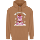 Christmas Snowicorn Funny Xmas Unicorn Mens 80% Cotton Hoodie Caramel Latte