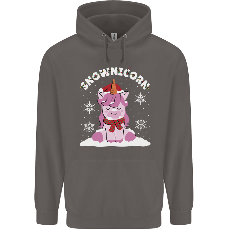 Christmas Snowicorn Funny Xmas Unicorn Mens 80% Cotton Hoodie Charcoal