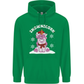 Christmas Snowicorn Funny Xmas Unicorn Mens 80% Cotton Hoodie Irish Green