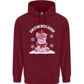 Christmas Snowicorn Funny Xmas Unicorn Mens 80% Cotton Hoodie Maroon
