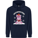 Christmas Snowicorn Funny Xmas Unicorn Mens 80% Cotton Hoodie Navy Blue