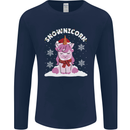 Christmas Snowicorn Funny Xmas Unicorn Mens Long Sleeve T-Shirt Navy Blue