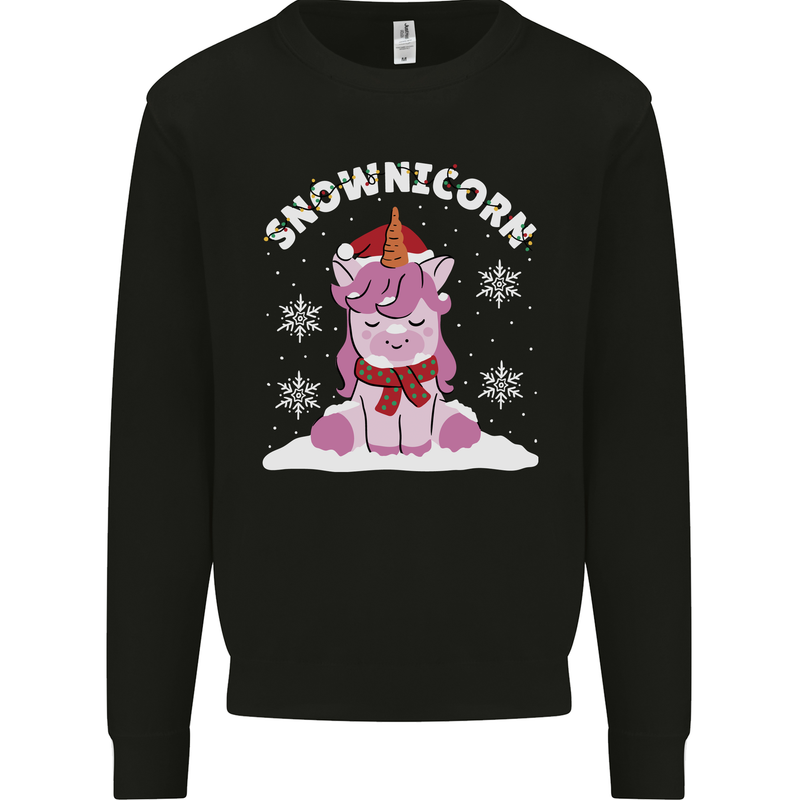 Christmas Snowicorn Funny Xmas Unicorn Mens Sweatshirt Jumper Black