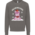 Christmas Snowicorn Funny Xmas Unicorn Mens Sweatshirt Jumper Charcoal