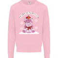 Christmas Snowicorn Funny Xmas Unicorn Mens Sweatshirt Jumper Light Pink