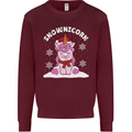 Christmas Snowicorn Funny Xmas Unicorn Mens Sweatshirt Jumper Maroon