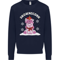 Christmas Snowicorn Funny Xmas Unicorn Mens Sweatshirt Jumper Navy Blue