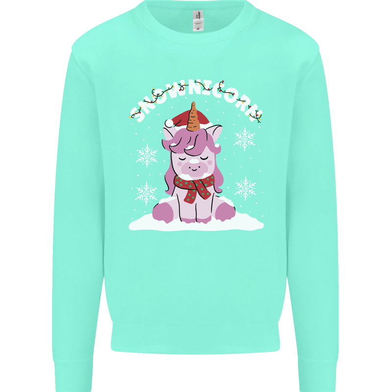 Christmas Snowicorn Funny Xmas Unicorn Mens Sweatshirt Jumper Peppermint