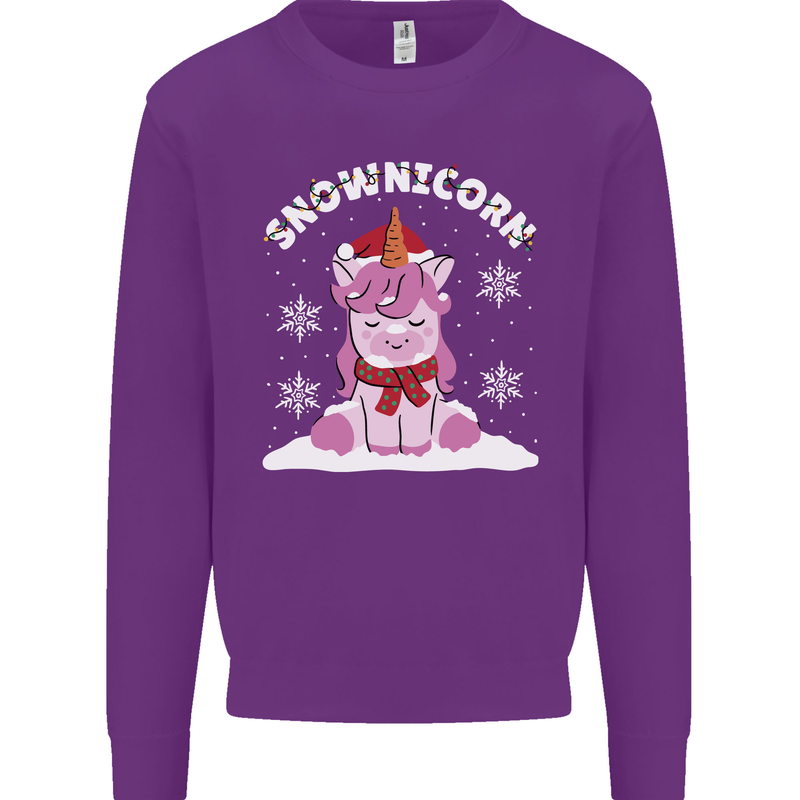 Christmas Snowicorn Funny Xmas Unicorn Mens Sweatshirt Jumper Purple