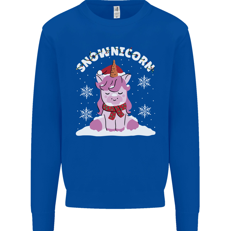 Christmas Snowicorn Funny Xmas Unicorn Mens Sweatshirt Jumper Royal Blue