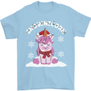 Christmas Snowicorn Funny Xmas Unicorn Mens T-Shirt Cotton Gildan Light Blue