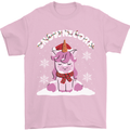 Christmas Snowicorn Funny Xmas Unicorn Mens T-Shirt Cotton Gildan Light Pink