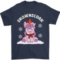 Christmas Snowicorn Funny Xmas Unicorn Mens T-Shirt Cotton Gildan Navy Blue