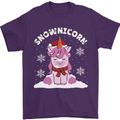 Christmas Snowicorn Funny Xmas Unicorn Mens T-Shirt Cotton Gildan Purple