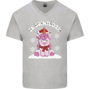 Christmas Snowicorn Funny Xmas Unicorn Mens V-Neck Cotton T-Shirt Sports Grey