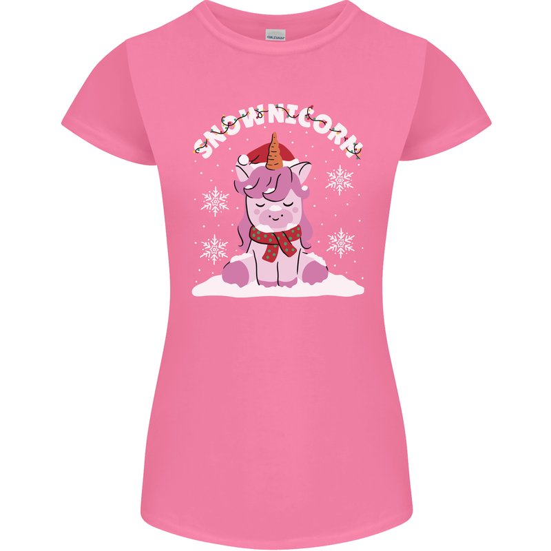 Christmas Snowicorn Funny Xmas Unicorn Womens Petite Cut T-Shirt Azalea