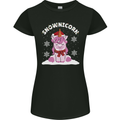 Christmas Snowicorn Funny Xmas Unicorn Womens Petite Cut T-Shirt Black
