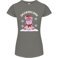 Christmas Snowicorn Funny Xmas Unicorn Womens Petite Cut T-Shirt Charcoal