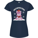Christmas Snowicorn Funny Xmas Unicorn Womens Petite Cut T-Shirt Navy Blue