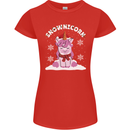 Christmas Snowicorn Funny Xmas Unicorn Womens Petite Cut T-Shirt Red