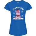 Christmas Snowicorn Funny Xmas Unicorn Womens Petite Cut T-Shirt Royal Blue