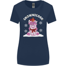 Christmas Snowicorn Funny Xmas Unicorn Womens Wider Cut T-Shirt Navy Blue