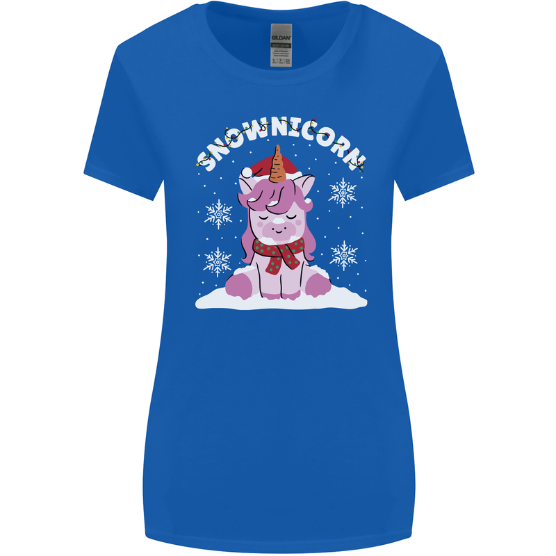 Christmas Snowicorn Funny Xmas Unicorn Womens Wider Cut T-Shirt Royal Blue