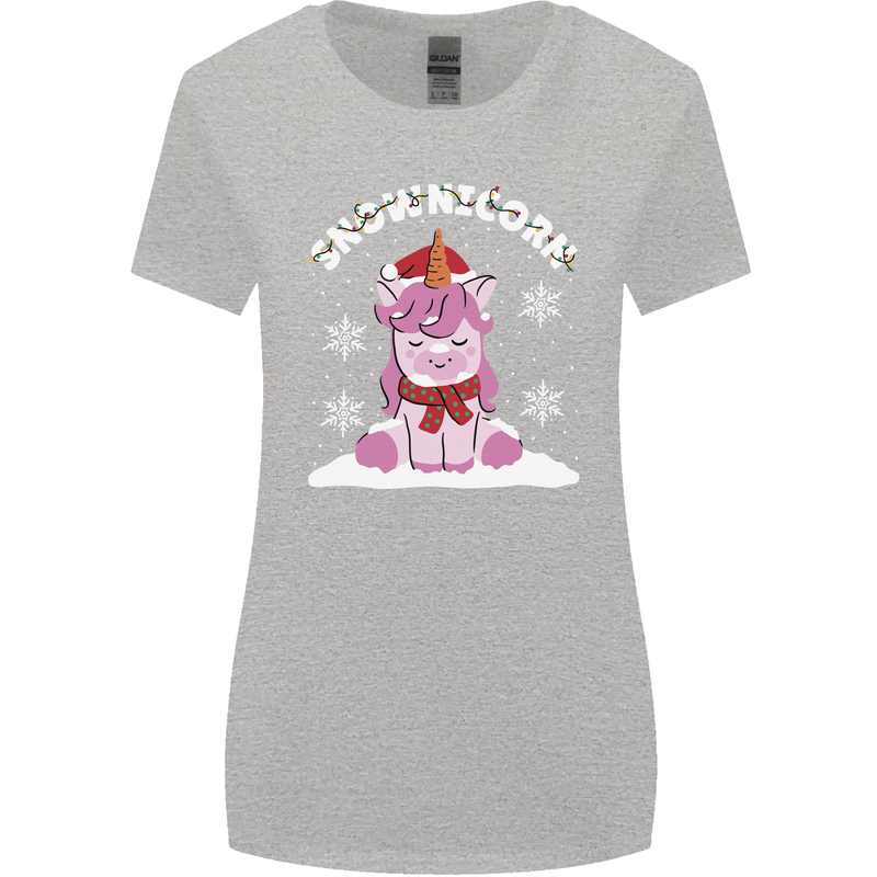 Christmas Snowicorn Funny Xmas Unicorn Womens Wider Cut T-Shirt Sports Grey