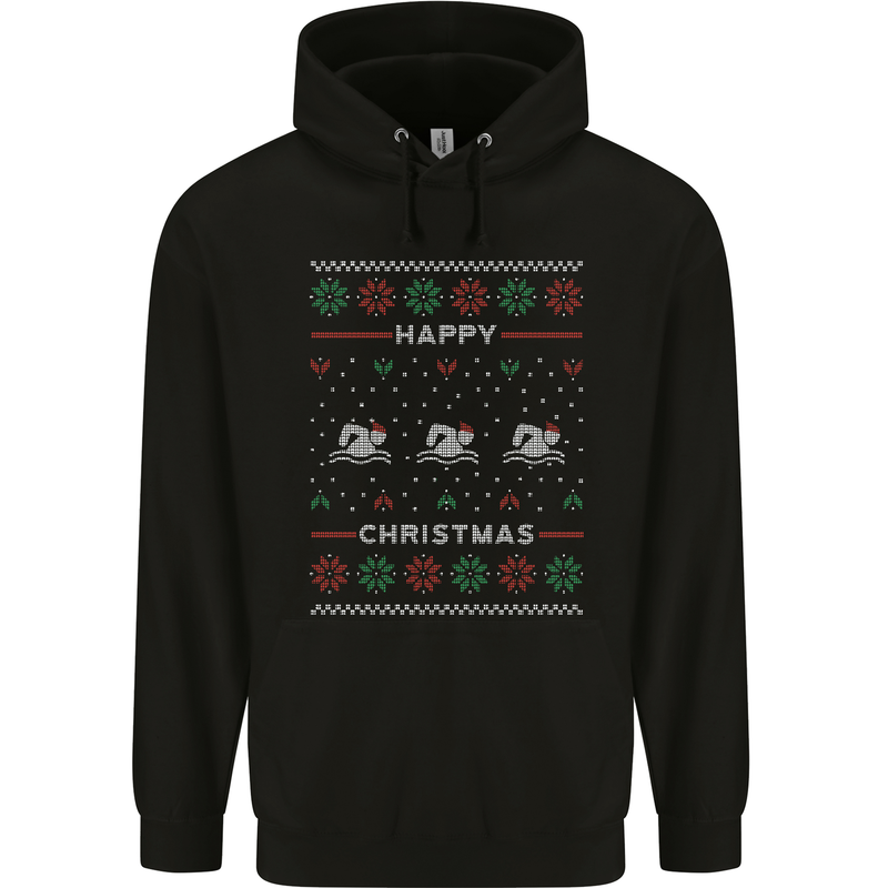 Christmas Swimming Design Childrens Kids Hoodie Black